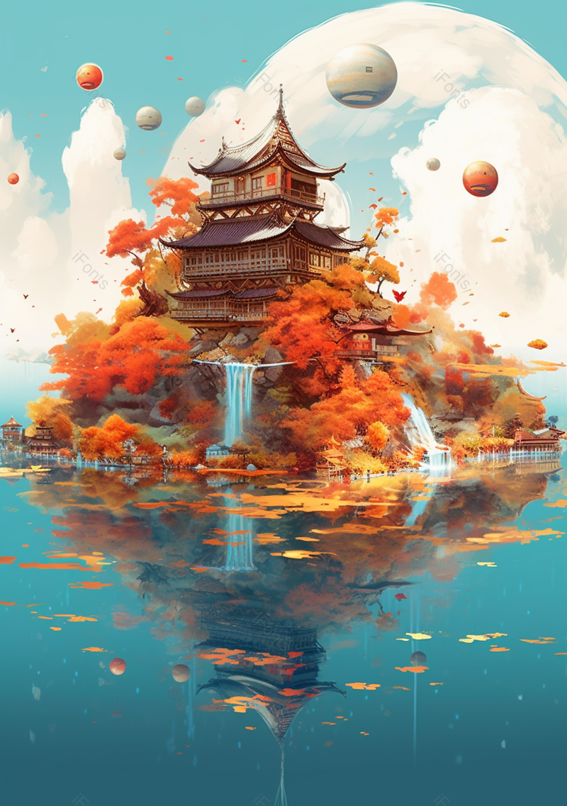 原创唯美古代建筑楼层中国风插画,插画/手绘图,插画/手绘图库,插画/手绘图下载,插画/手绘